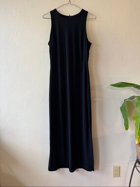 Vintage Word Black Sleeveless Maxi Dress